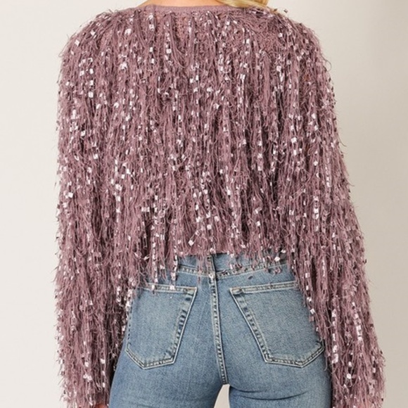CHIARA Lavendar Fringe Sweater - Picture 2 of 4